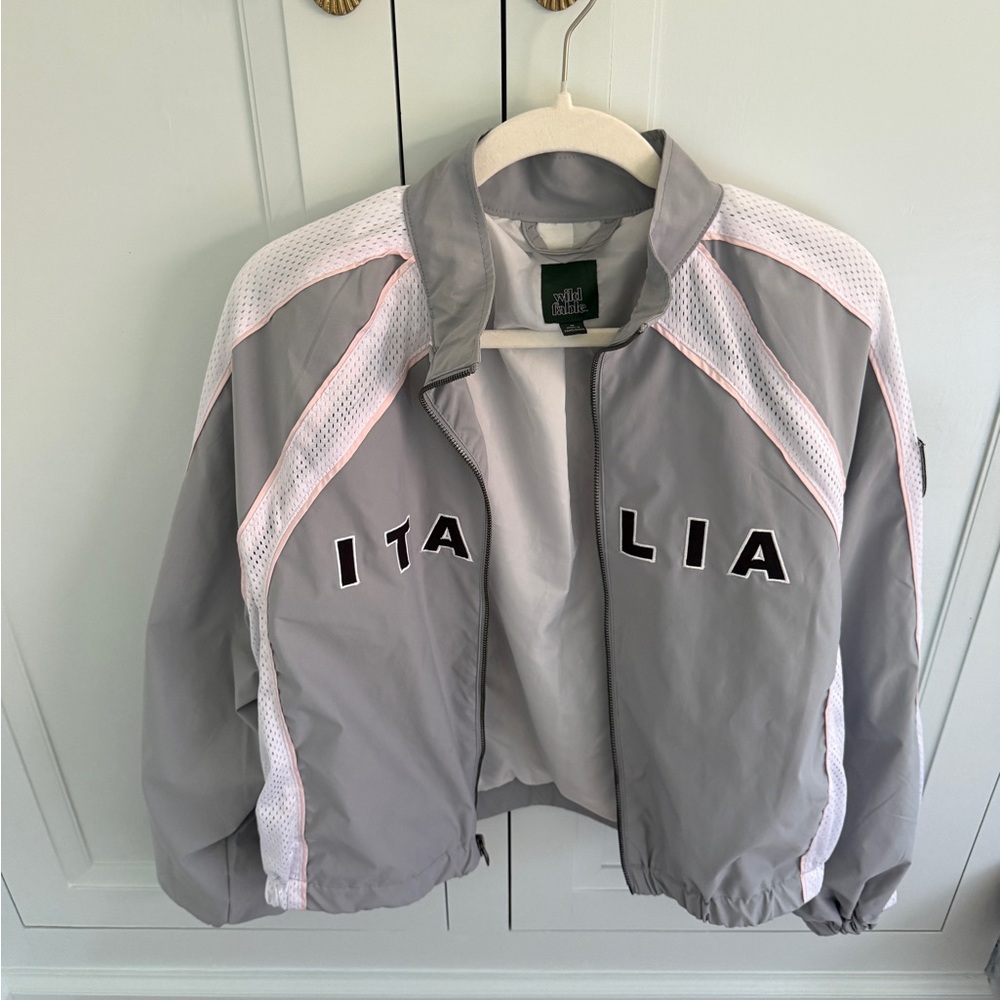 Wild Fable Gray and White Bomber Jacket italia windbreaker